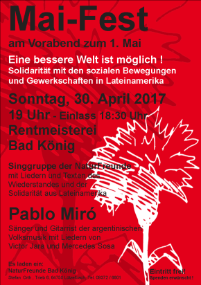 Mai-Fest am Vorabend zum 1. Mai - NaturFreunde Bad König Mai-Fest am Vorabend zum 1. Mai - NaturFreunde Bad König